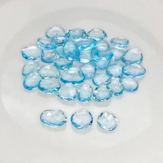 34.20 Carat Sky Blue Topaz 6.5-9mm Rose Cut Irregular Shape AAA Grade Gemstones Parcel - Total 35 Pcs.