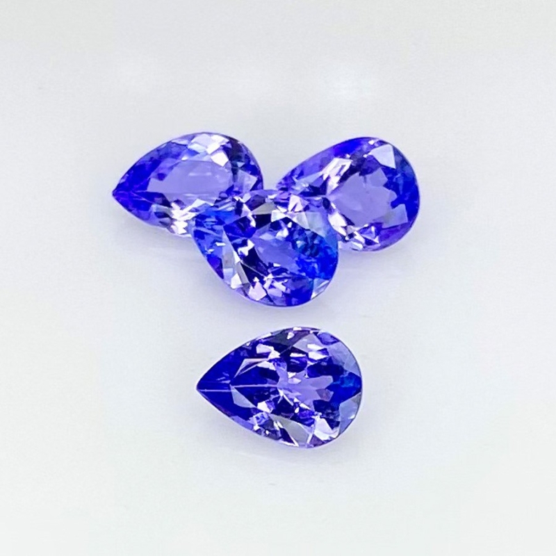 2.70 Cts. Tanzanite 7x5mm Faceted Pear Shape AA Grade Gemstones Parcel - Total 4 Pcs.