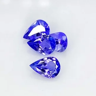 2.45 Cts. Tanzanite 7x5mm Faceted Pear Shape AA Grade Gemstones Parcel - Total 4 Pcs.