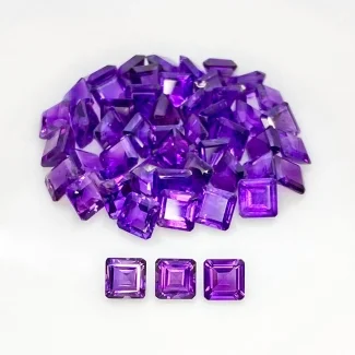 51.35 Cts. African Amethyst 6mm Step Cut Octagon Shape AA Grade Gemstones Parcel - Total 50 Pcs.
