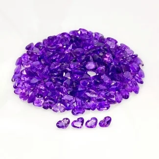 94.30 Cts. African Amethyst 6x4mm Faceted Heart Shape AA Grade Gemstones Parcel - Total 250 Pcs.