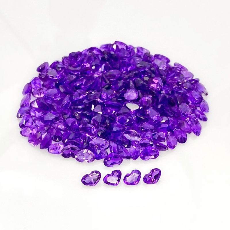94.30 Cts. African Amethyst 6x4mm Faceted Heart Shape AA Grade Gemstones Parcel - Total 250 Pcs.