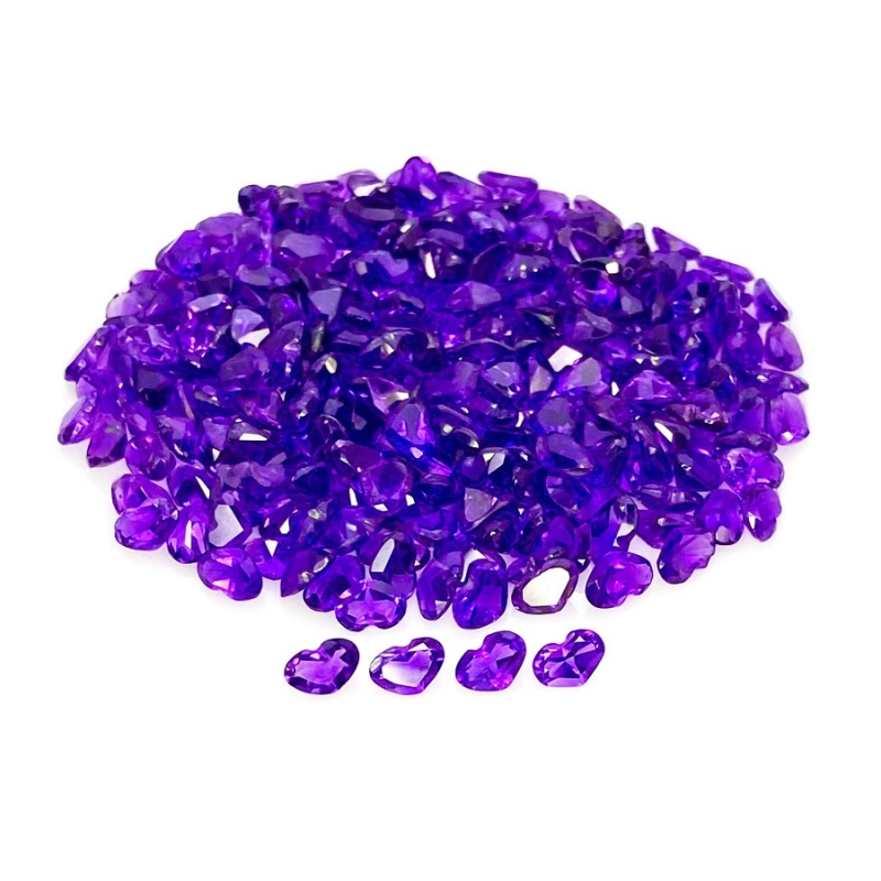 95.50 Cts. African Amethyst 6x4mm Faceted Heart Shape AA Grade Gemstones Parcel - Total 250 Pcs.