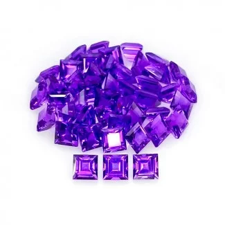 African Amethyst Step Cut Square Shape AA Grade Gemstone Parcel - 5mm - 45 Pc. - 29.45 Cts.