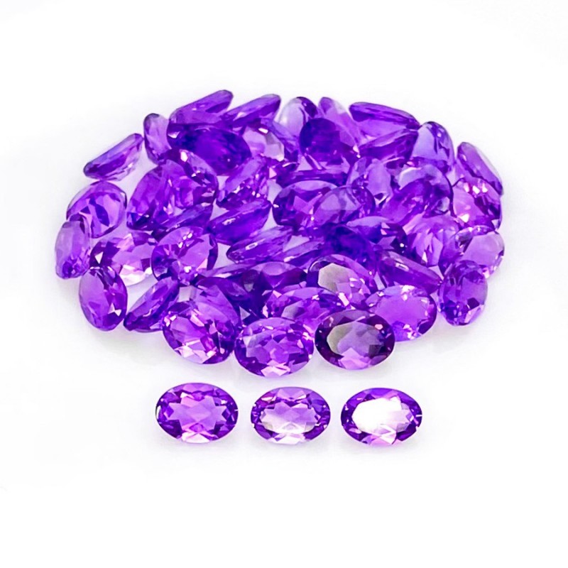 African Amethyst Faceted Oval Shape AA Grade Gemstone Parcel - 7x5mm - 52 Pc. - 34.05 Cts.