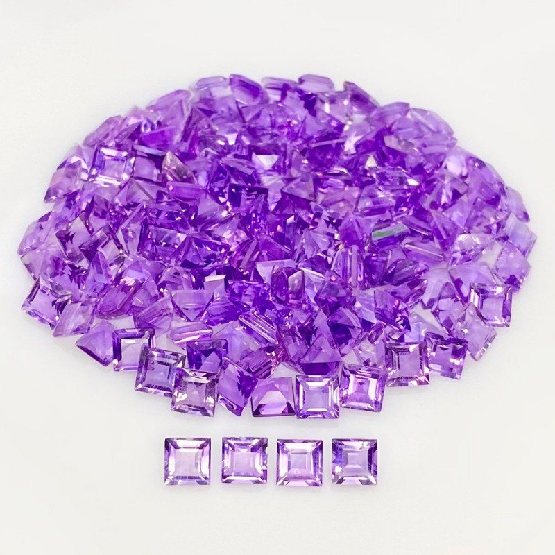 African Amethyst Step Cut Square Shape AA Grade Gemstone Parcel - 5mm - 160 Pc. - 98.60 Cts.