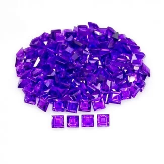 48.70 Cts. African Amethyst 4mm Step Cut Square Shape AA Grade Gemstones Parcel - Total 140 Pcs.