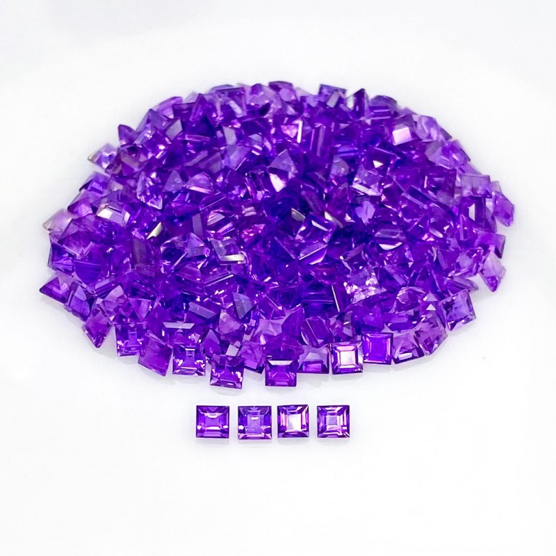 African Amethyst Step Cut Square Shape Gemstone Parcel - 3mm - 293 Pc. - 46.30 Cts.