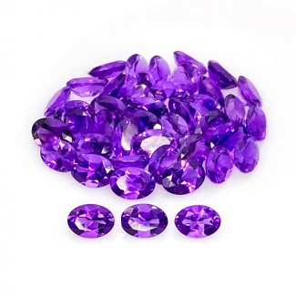African Amethyst Faceted Oval Shape AA Grade Gemstone Parcel - 7x5mm - 42 Pc. - 26.50 Cts.