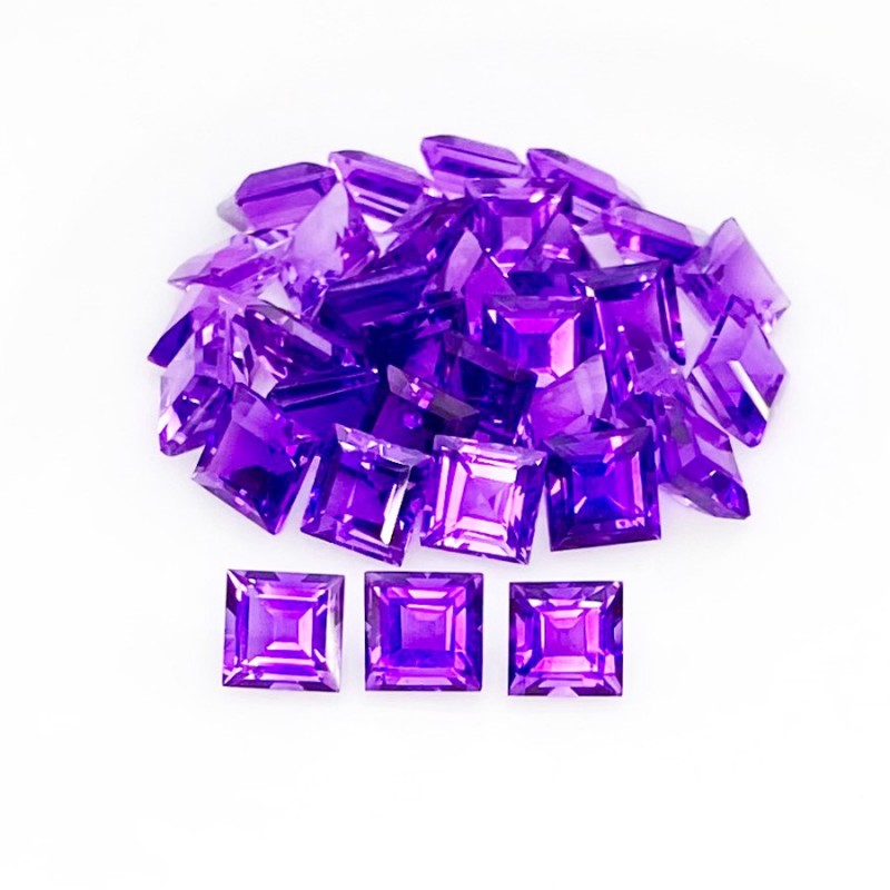 African Amethyst Step Cut Square Shape Gemstone Parcel - 6mm - 33 Pc. - 34.50 Cts.