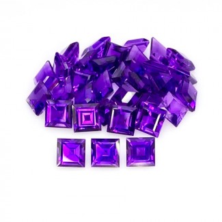 African Amethyst Step Cut Square Shape Gemstone Parcel - 6mm - 33 Pc. - 34.70 Cts.