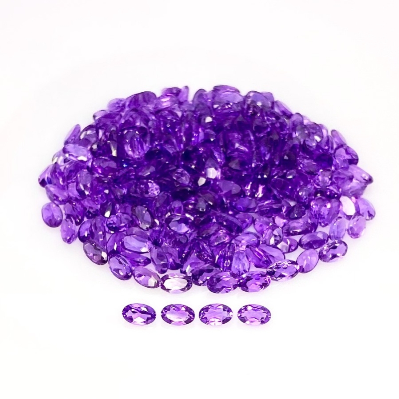 56.85 Cts. African Amethyst 5x3mm Faceted Oval Shape AA Grade Gemstones Parcel - Total 255 Pcs.