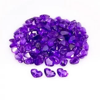 African Amethyst Faceted Heart Shape AA Grade Gemstone Parcel - 6x4mm - 91 Pc. - 34.80 Cts.