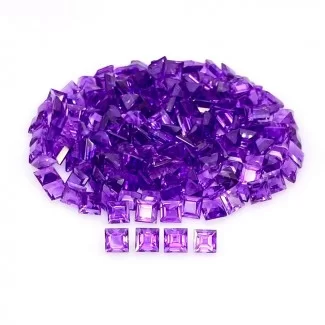 African Amethyst Step Cut Square Shape AA Grade Gemstone Parcel - 4mm - 192 Pc. - 61.55 Cts.