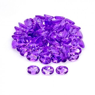 African Amethyst Faceted Oval Shape Gemstone Parcel - 7x5mm - 68 Pc. - 44.50 Cts.