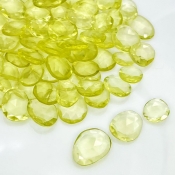 197.5 Carat Lemon Quartz 9x7-14x10mm Rose Cut Irregular Shape AA Grade Gemstones Parcel - Total 81 Pcs.