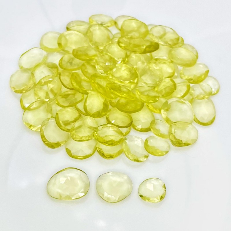 197.5 Carat Lemon Quartz 9x7-14x10mm Rose Cut Irregular Shape AA Grade Gemstones Parcel - Total 81 Pcs.