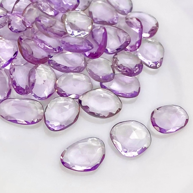 87.15 Cts. Pink Amethyst 11-13mm Rose Cut Irregular Shape AA Grade Gemstones Parcel - Total 40 Pcs.