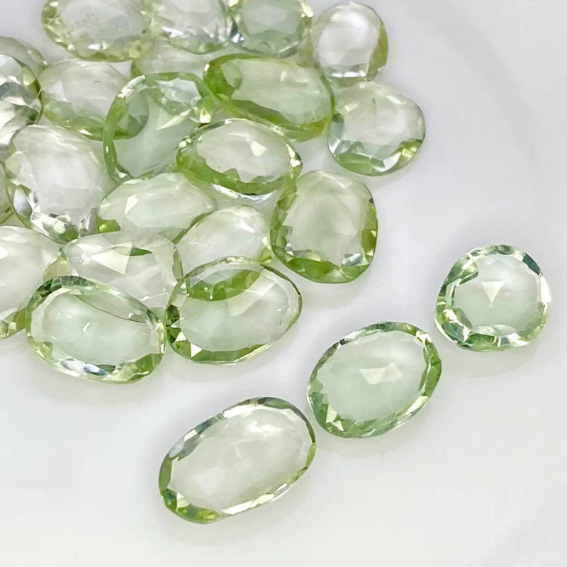 58.85 Cts. Green Amethyst 11-13mm Rose Cut Irregular Shape AA+ Grade Gemstones Parcel - Total 24 Pcs.