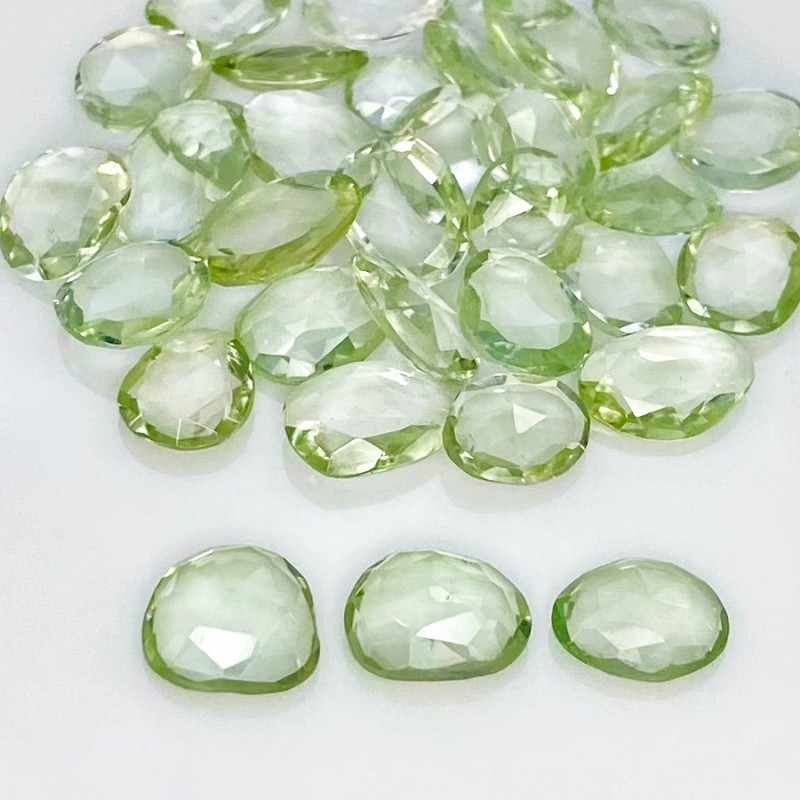 55.30 Cts. Green Amethyst 7-11mm Rose Cut Irregular Shape AA+ Grade Gemstones Parcel - Total 34 Pcs.