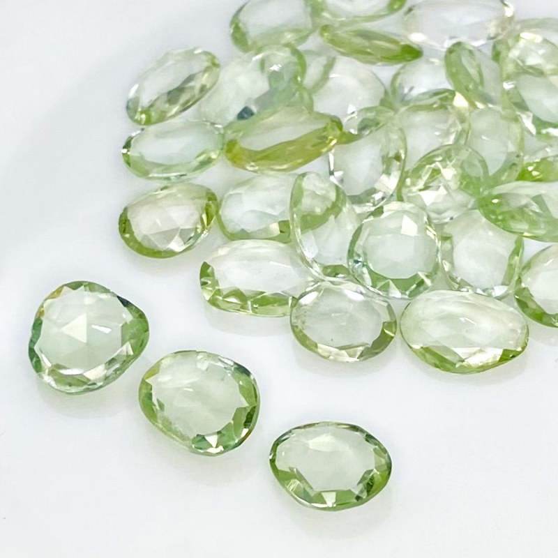 55.30 Cts. Green Amethyst 7-11mm Rose Cut Irregular Shape AA+ Grade Gemstones Parcel - Total 34 Pcs.