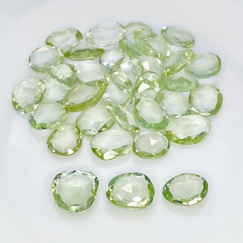 55.30 Cts. Green Amethyst 7-11mm Rose Cut Irregular Shape AA+ Grade Gemstones Parcel - Total 34 Pcs.