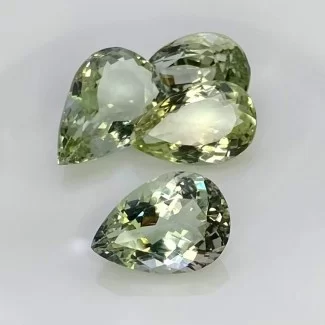  39.4 Carat Green Amethyst 16.5x11.5-20x13mm Faceted Pear Shape AA+ Grade Gemstones Parcel - Total 4 Pcs.