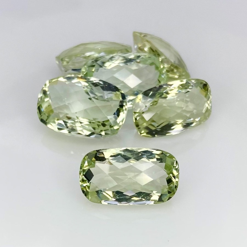 53.98 Carat Green Amethyst 15x9.5-17x12mm Checkerboard Cushion Shape AA+ Grade Gemstones Parcel - Total 6 Pcs.