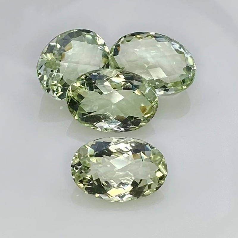 39.86 Carat Green Amethyst 16.5x13-17.5x12.5mm Checkerboard Oval Shape AA+ Grade Gemstones Parcel - Total 4 Pcs.