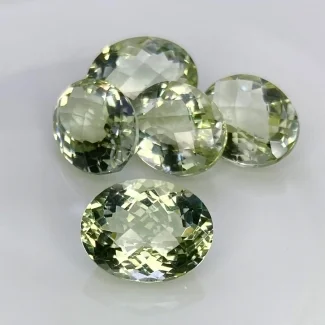 53.04 Carat Green Amethyst 16x12.5-17x13mm Checkerboard Oval Shape AA+ Grade Gemstones Parcel - Total 5 Pcs.