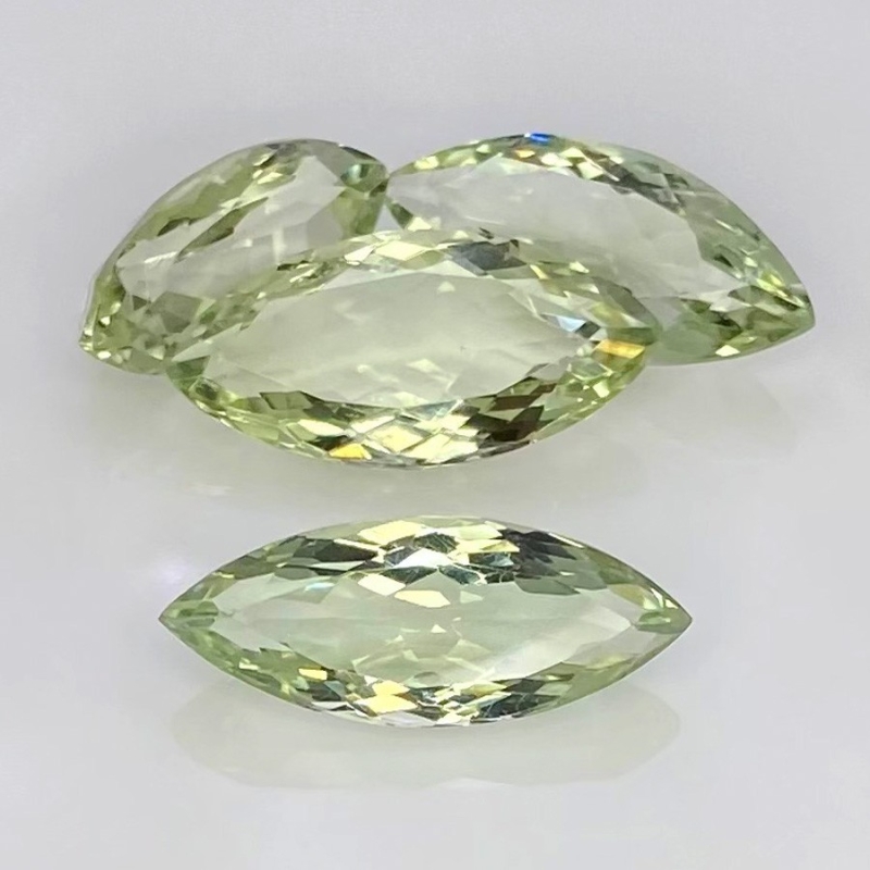 47.35 carat Green Amethyst 20x10-26x12mm Faceted Marquise Shape AA+ Grade Gemstones Parcel - Total 4 Pcs.