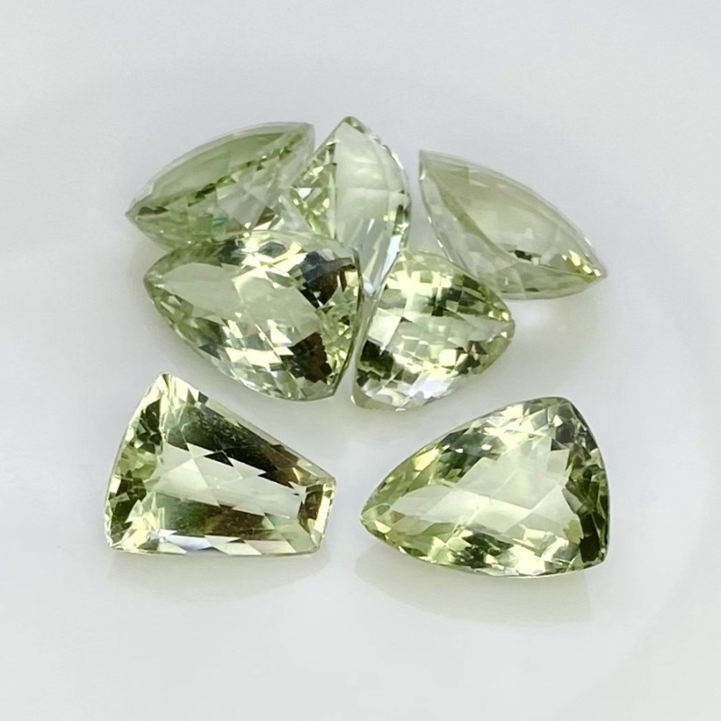 58.34 Carat Green Amethyst 12x10.5-18x12.5mm Checkerboard Fancy Shape AA+ Grade Gemstones Parcel - Total 7 Pcs.
