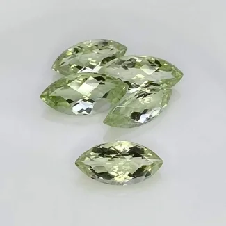 23 Cts. Green Amethyst 16x7.5-18x9mm Checkerboard Marquise Shape AAA Grade Gemstones Parcel - Total 5 Pcs.