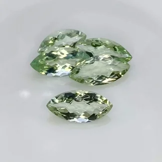 21 Cts. Green Amethyst 15x8-18x9mm Checkerboard Marquise Shape AAA Grade Gemstones Parcel - Total 5 Pcs.