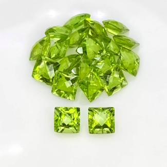 24.50 Cts. Peridot 6mm Checkerboard Square Shape AAA Grade Gemstones Parcel - Total 20 Pcs.