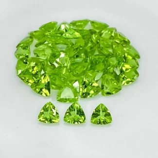 33.40 Cts. Peridot 6mm Faceted Trillion Shape AAA Grade Gemstones Parcel - Total 50 Pcs.