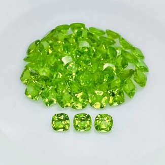 34.20 Cts. Peridot 5mm Faceted Square Cushion Shape AAA Grade Gemstones Parcel - Total 60 Pcs.