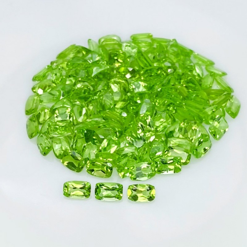 69.10 Cts. Peridot 6x4mm Faceted Cushion Shape AAA Grade Gemstones Parcel - Total 135 Pcs.