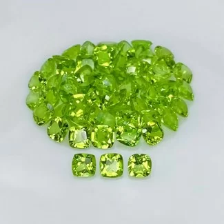 34.15 Cts. Peridot 5mm Faceted Square Cushion Shape AAA Grade Gemstones Parcel - Total 60 Pcs.