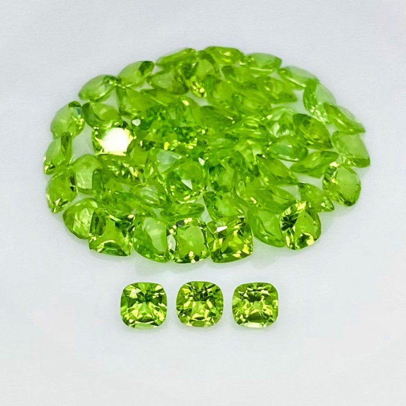 33.60 Cts. Peridot 5mm Faceted Square Cushion Shape AAA Grade Gemstones Parcel - Total 60 Pcs.
