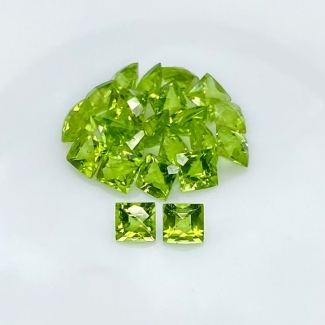 26.90 Cts. Peridot 6mm Checkerboard Square Shape AAA Grade Gemstones Parcel - Total 22 Pcs.