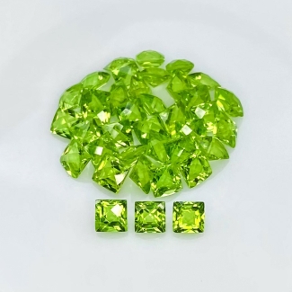 28.70 Cts. Peridot 5mm Checkerboard Square Shape AAA Grade Gemstones Parcel - Total 38 Pcs.