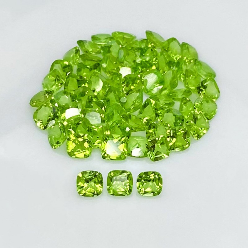 33.10 Cts. Peridot 5mm Faceted Square Cushion Shape AAA Grade Gemstones Parcel - Total 60 Pcs.