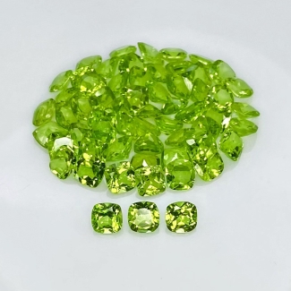 33.45 Cts. Peridot 5mm Faceted Square Cushion Shape AAA Grade Gemstones Parcel - Total 60 Pcs.