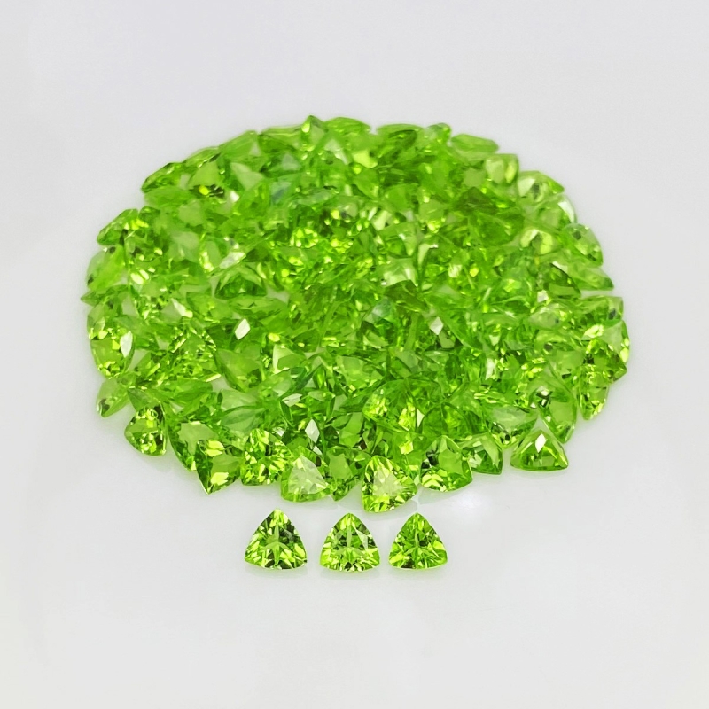 71.30 Cts. Peridot 5mm Faceted Trillion Shape AAA Grade Gemstones Parcel - Total 165 Pcs.