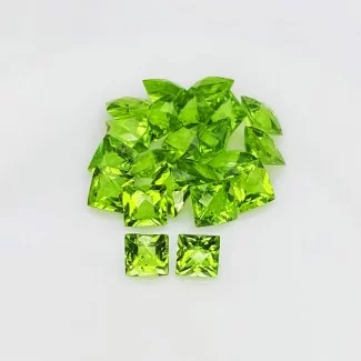 26 Cts. Peridot 6mm Checkerboard Square Shape AAA Grade Gemstones Parcel - Total 22 Pcs.