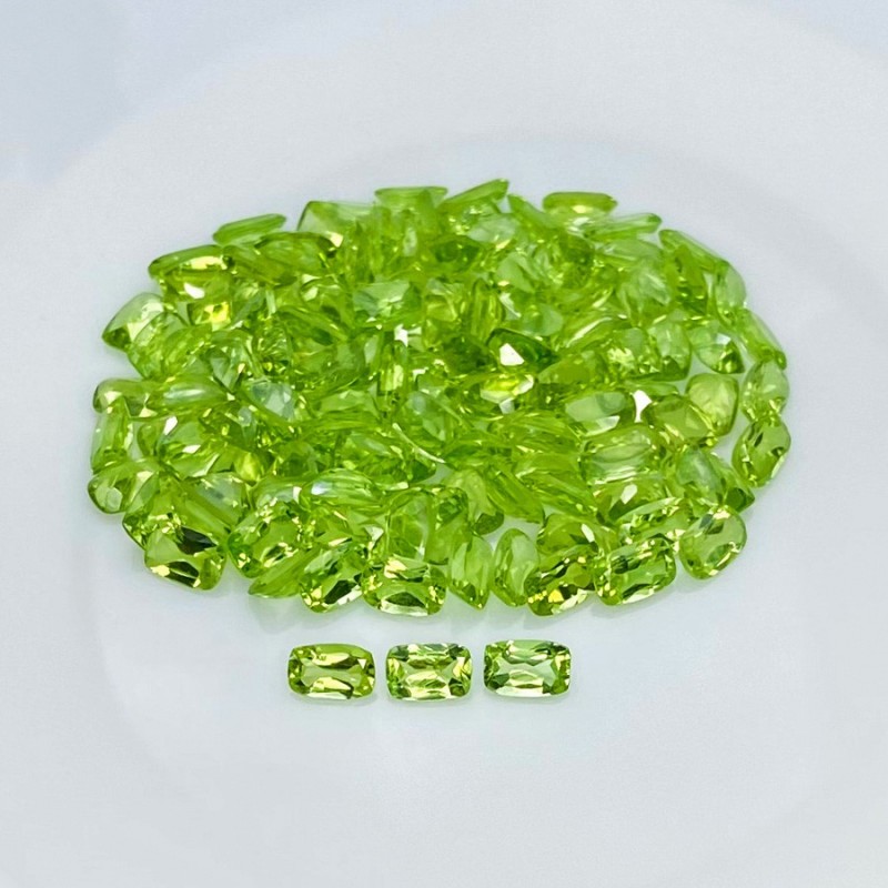 67.50 Cts. Peridot 6x4mm Faceted Cushion Shape AAA Grade Gemstones Parcel - Total 130 Pcs.
