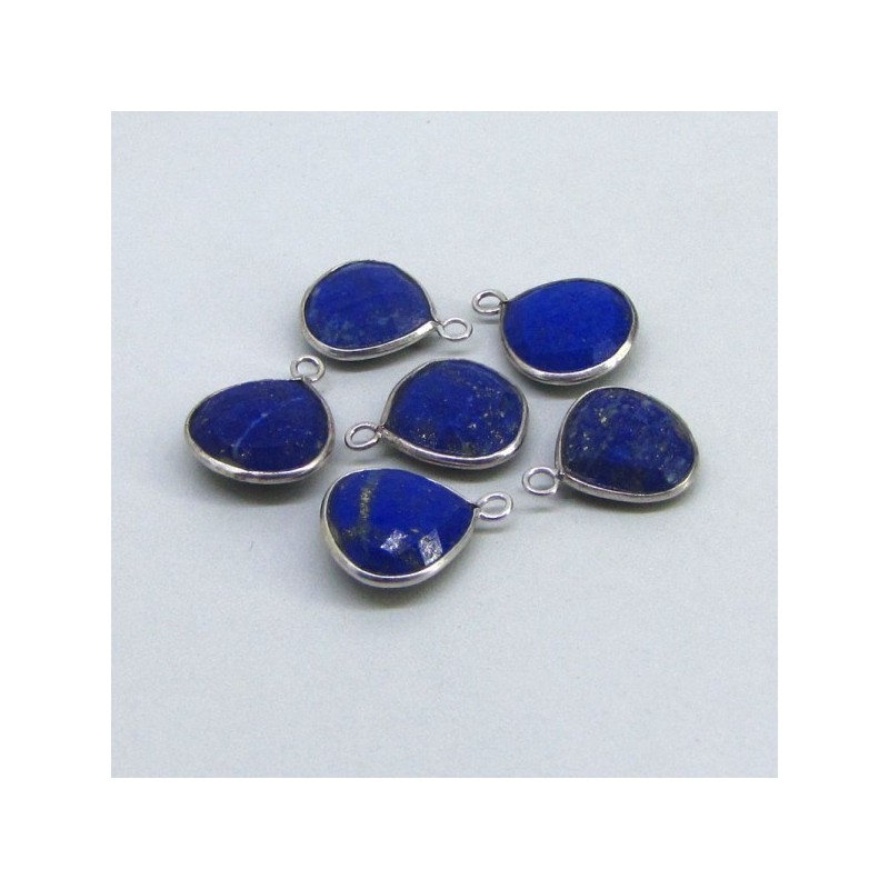 57.25 Cts. Lapis Lazuli 14mm Bezel Connector Heart Shape Gemstone Parcel (6 Pcs.)