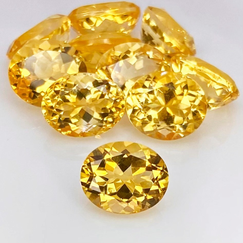 35.70 Cts. Citrine 11x9mm Faceted Oval Shape AA Grade Gemstones Parcel - Total 10 Pcs.