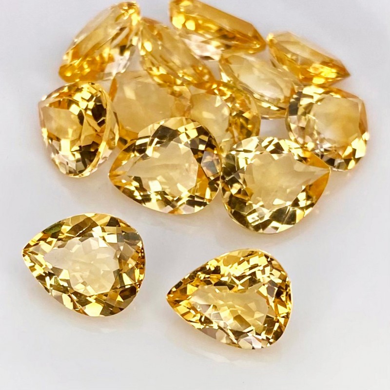 Citrine Faceted Pear Shape AA Grade Gemstone Parcel - 11x9mm - 13 Pc. - 36.40 Cts.